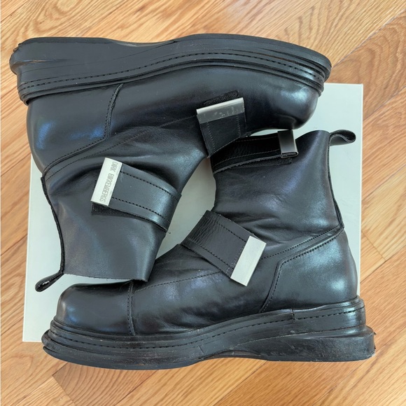 Dirk Bikkembergs Vintage 90s Black Leather Bondage Platform Boots EU 41 US 8 - Picture 3 of 16